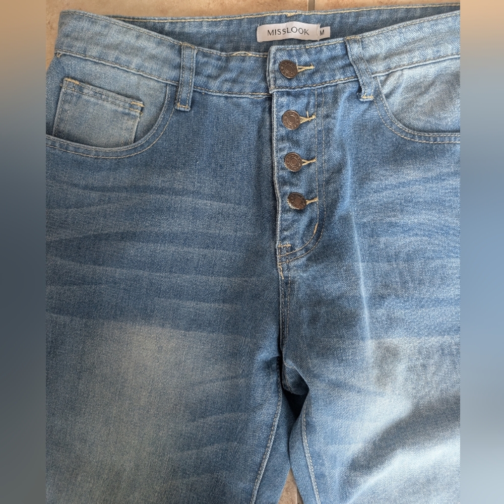 MISSLOOK Light Blue Women's Straight Leg Jeans - Picture 2 of 8